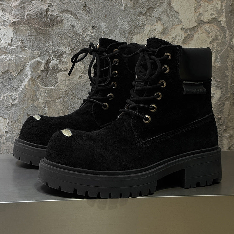 Women's & Men's Worker Platform Height Increasing British Style Boots