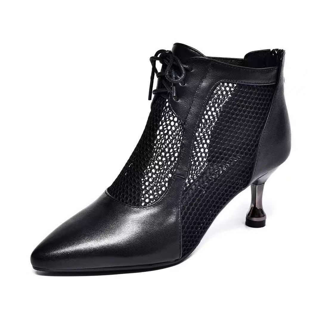 Women's Mesh Hollow Booties Genuine Martin Thin Sandals