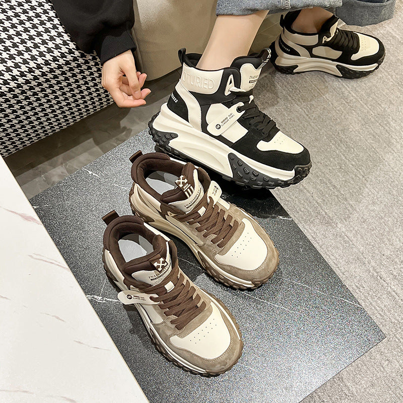 Women's & Men's Winter Fleece-lined Fashionable Warm Cotton Thick Sole Men's Shoes