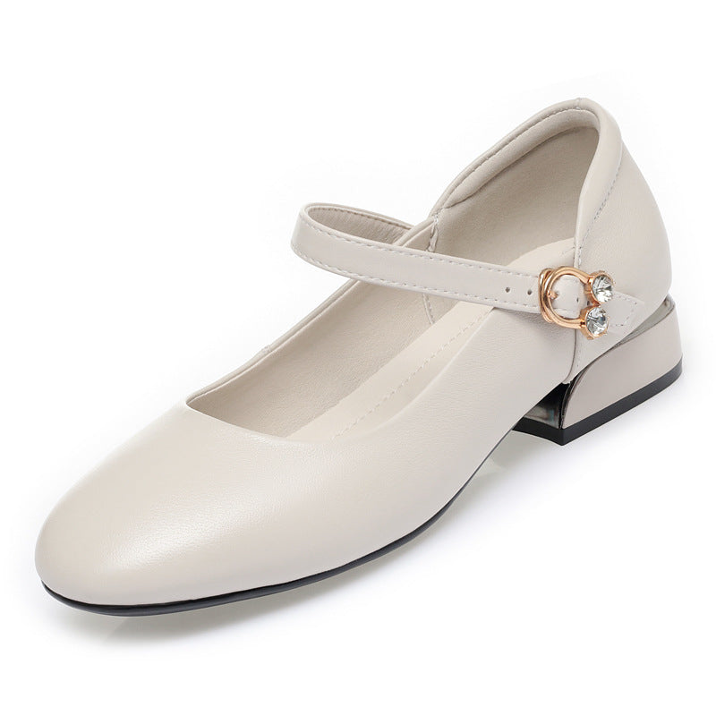 Women's Autumn Genuine Single Low Thick Wedding Casual Shoes