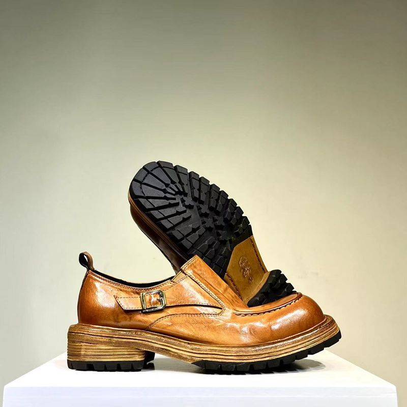 Men's Washed Derby British Thick Sole Increased Leather Shoes
