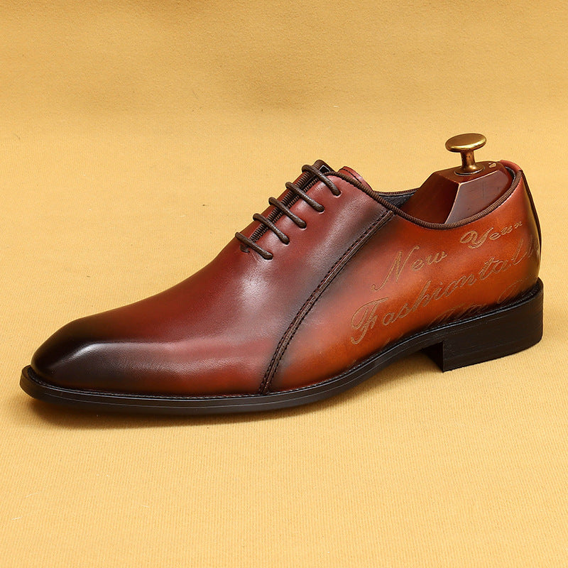 Men's Oxford British Color Block Pointed Toe Leather Shoes