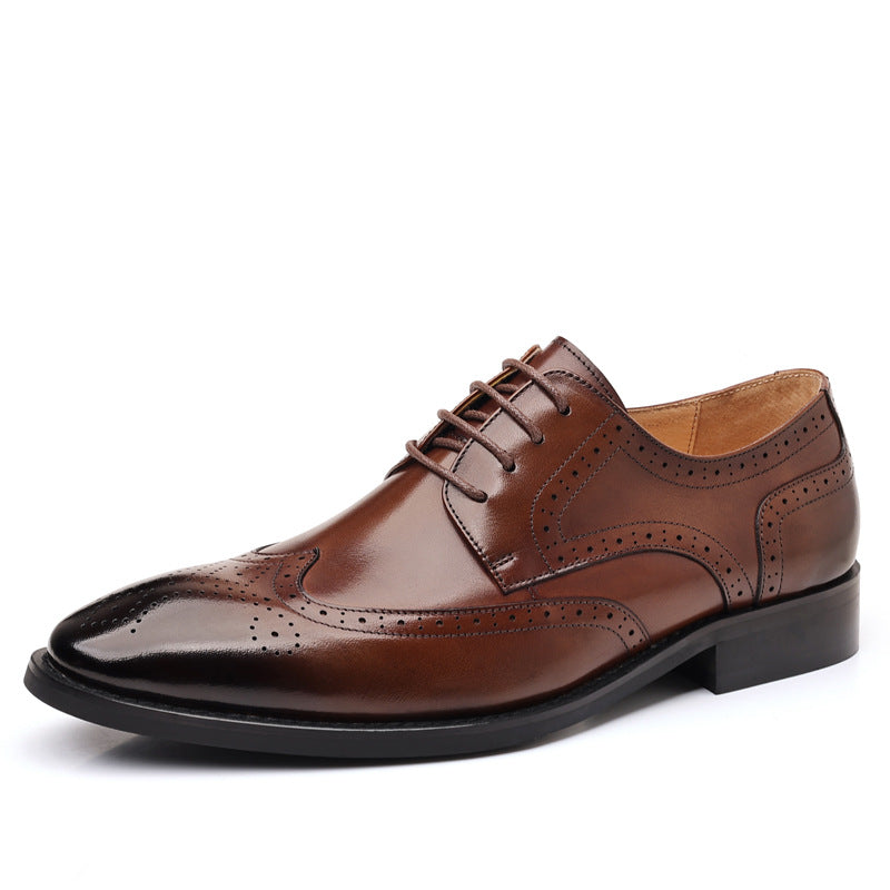 Men's British Style Carved Business Formal Three Men's Shoes