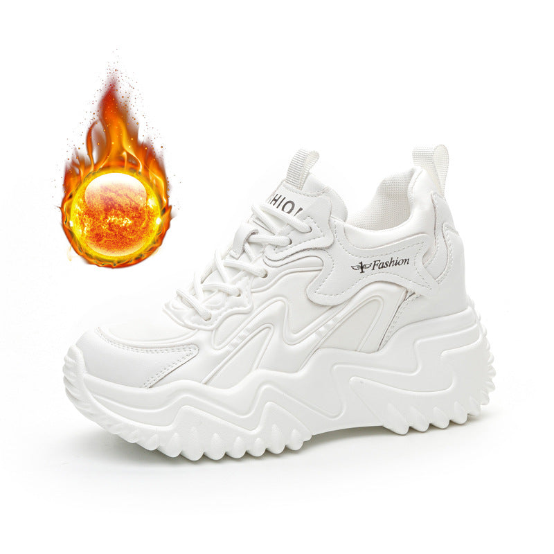 Women's Height Increasing Insole Dad Small Platform Mesh Surface White Men's Shoes
