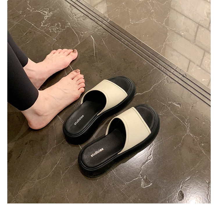 Women's Korean Style Fashion Platform Flip-flops Mid Slippers