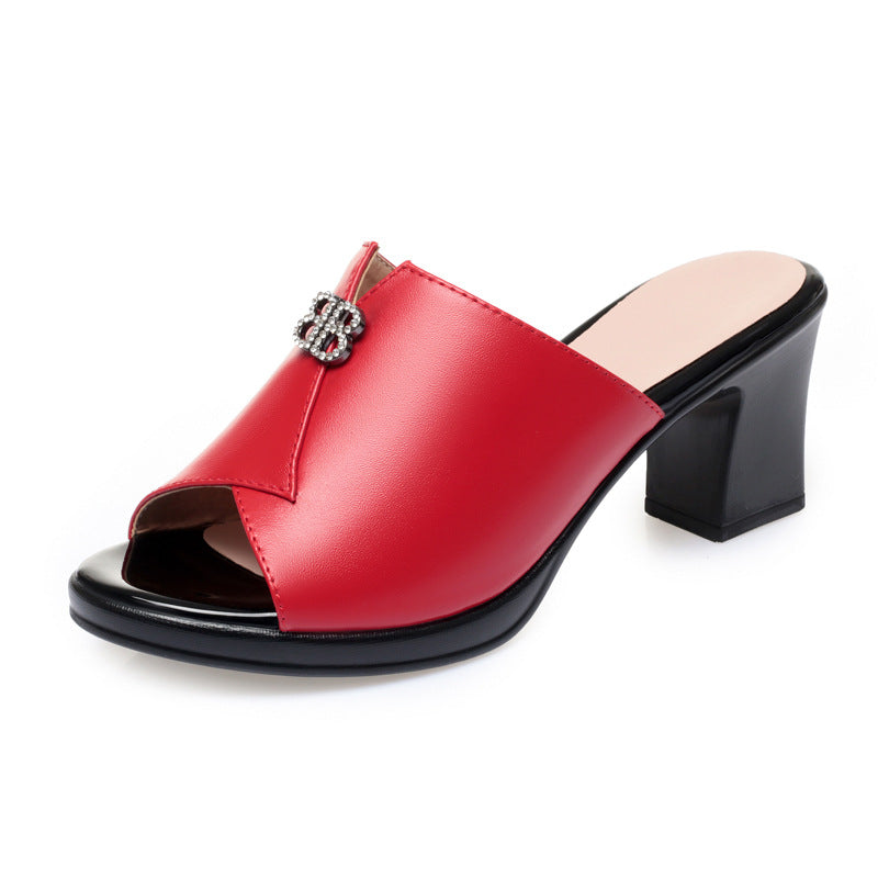 Women's Fashion Outerwear Chunky Peep Toe Fitting High Sandals