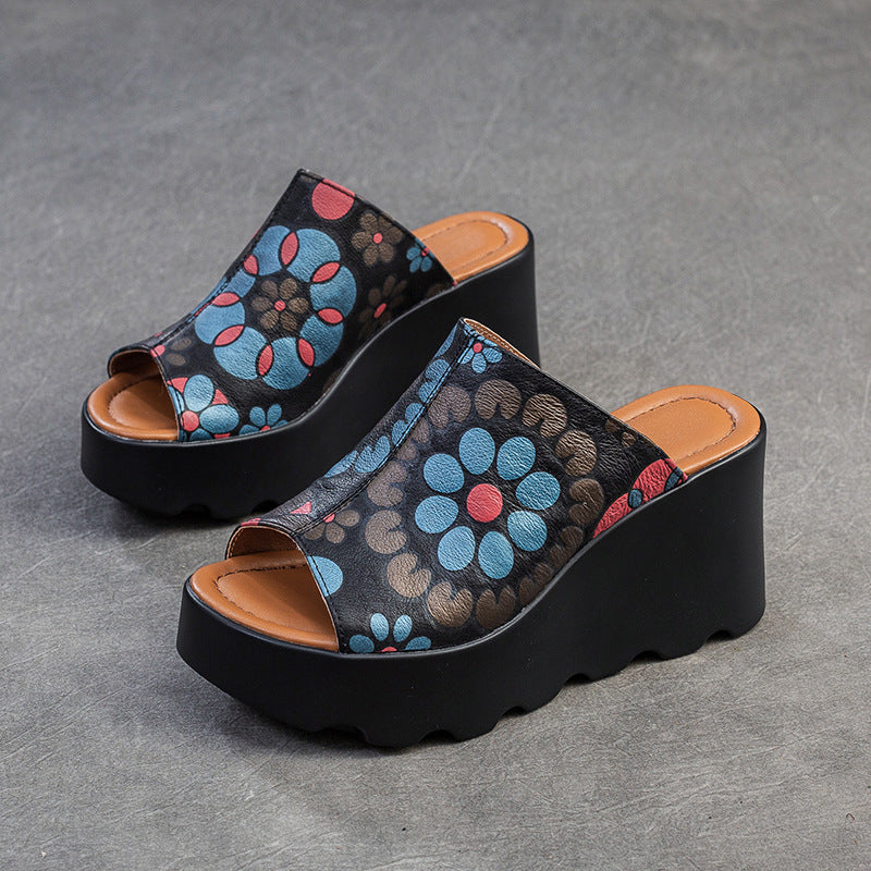 Toe Outdoor Fashion National Style Printed Slippers