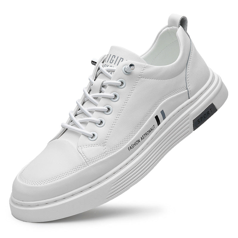 Men's White Trendy Slip-on Genuine Breathable Sneakers