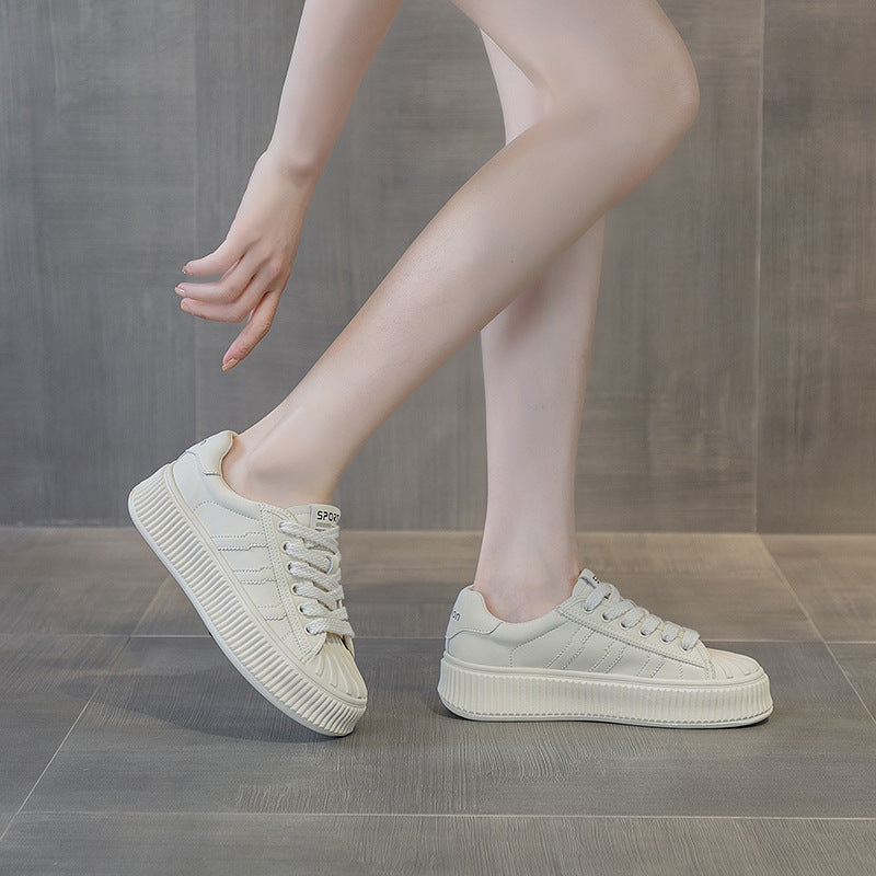Women's Shell Head White Genuine Platform Biscuit Women's Casual Shoes
