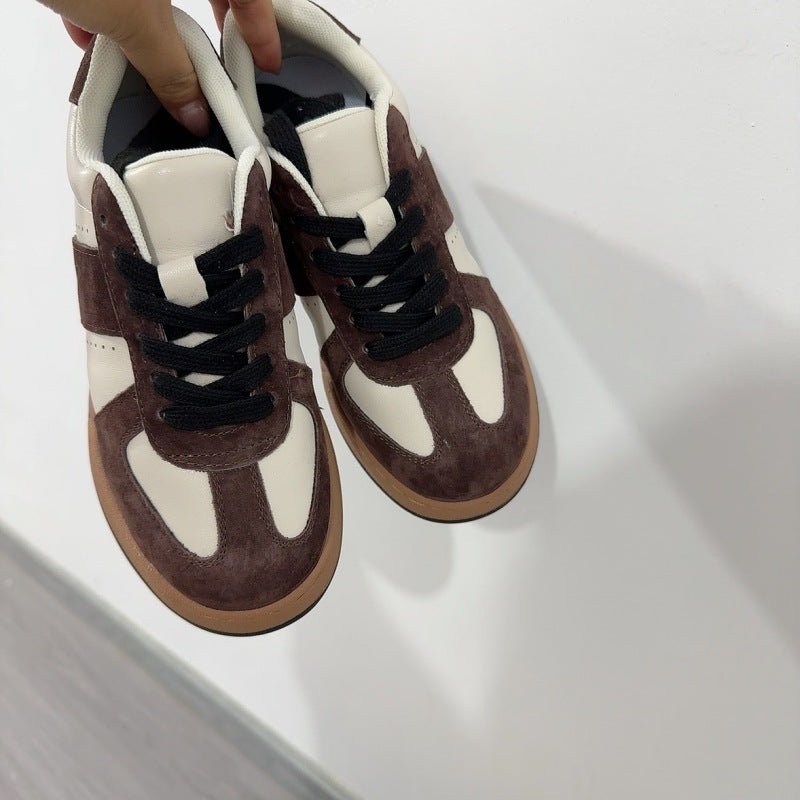 Spring Retro Style Round Toe German Training Comfortable White Sneakers