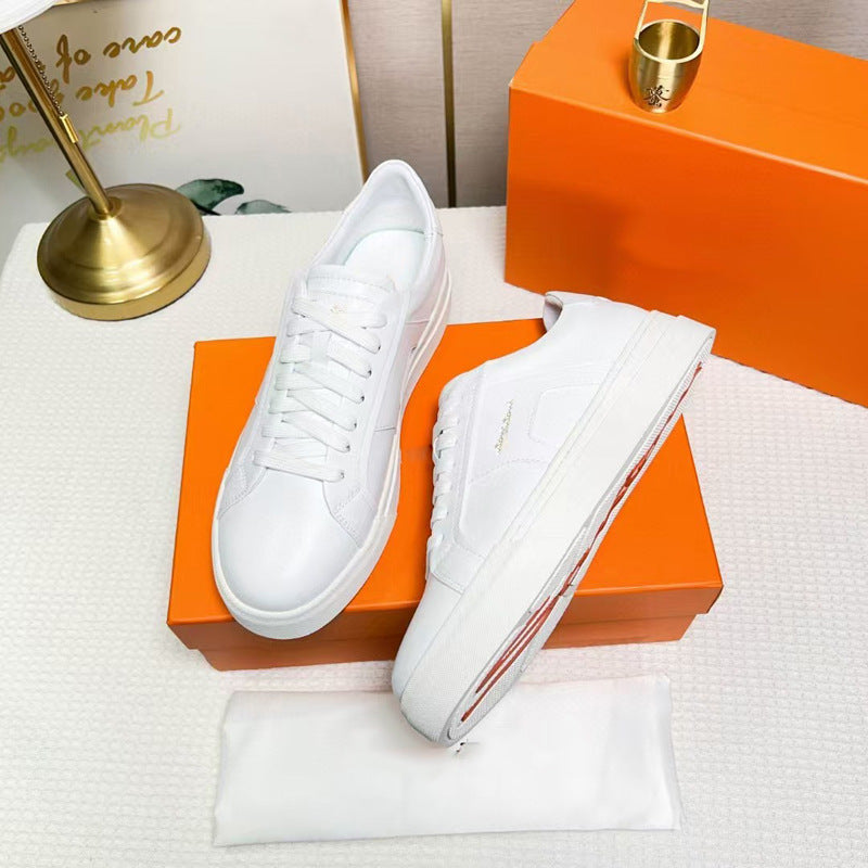 Men's Calfskin Color Matching Lace Up Comfortable Men's Board Shoes