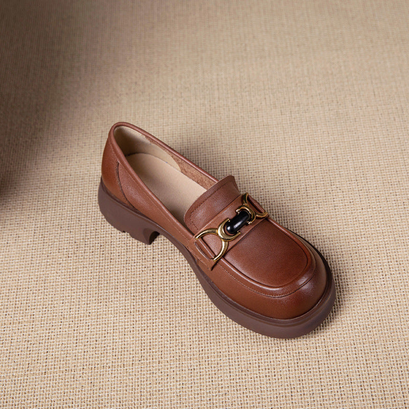 Women's First Layer Cowhide Authentic British Style Loafers