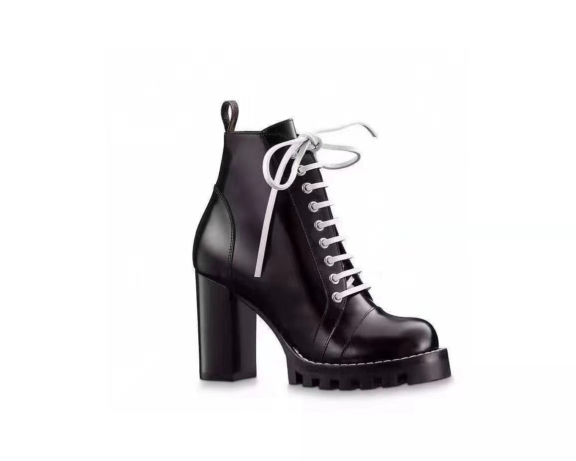 Women's Size Chunky Waterproof Short Fashion British Boots