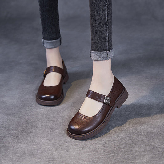 Women's Color Mary Jane Spring Shallow Mouth Flat Women's Shoes