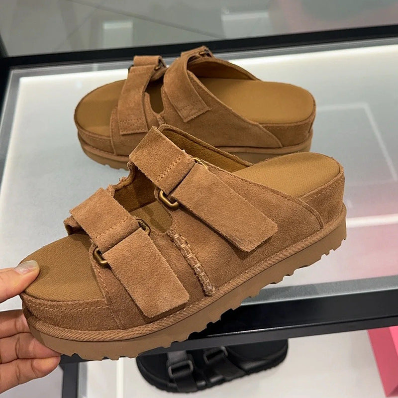 Women's High Version Velcro Niche Couple Summer Sandals