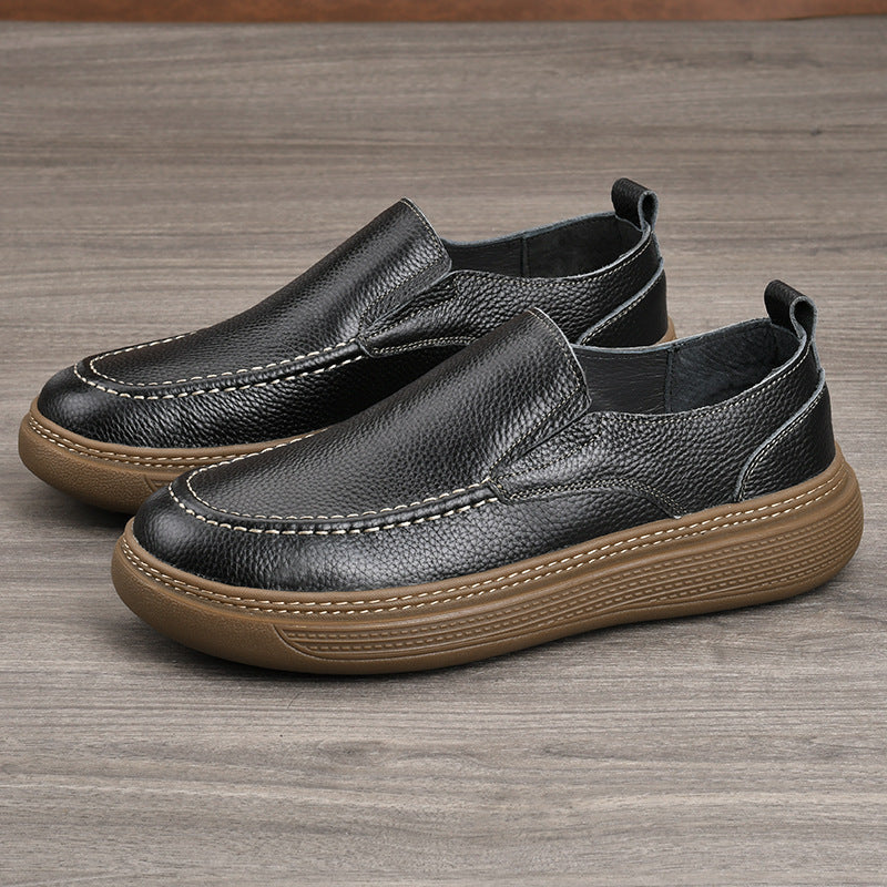 Men's First Layer Cowhide Soft Bottom Surface Breathable Retro Lace Up Men's Casual Leather Shoes