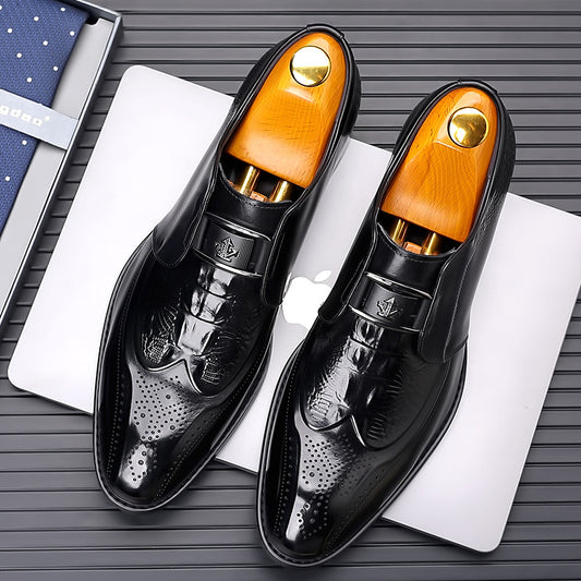Men's Cowhide Spring Genuine Business Formal Wear Leather Shoes