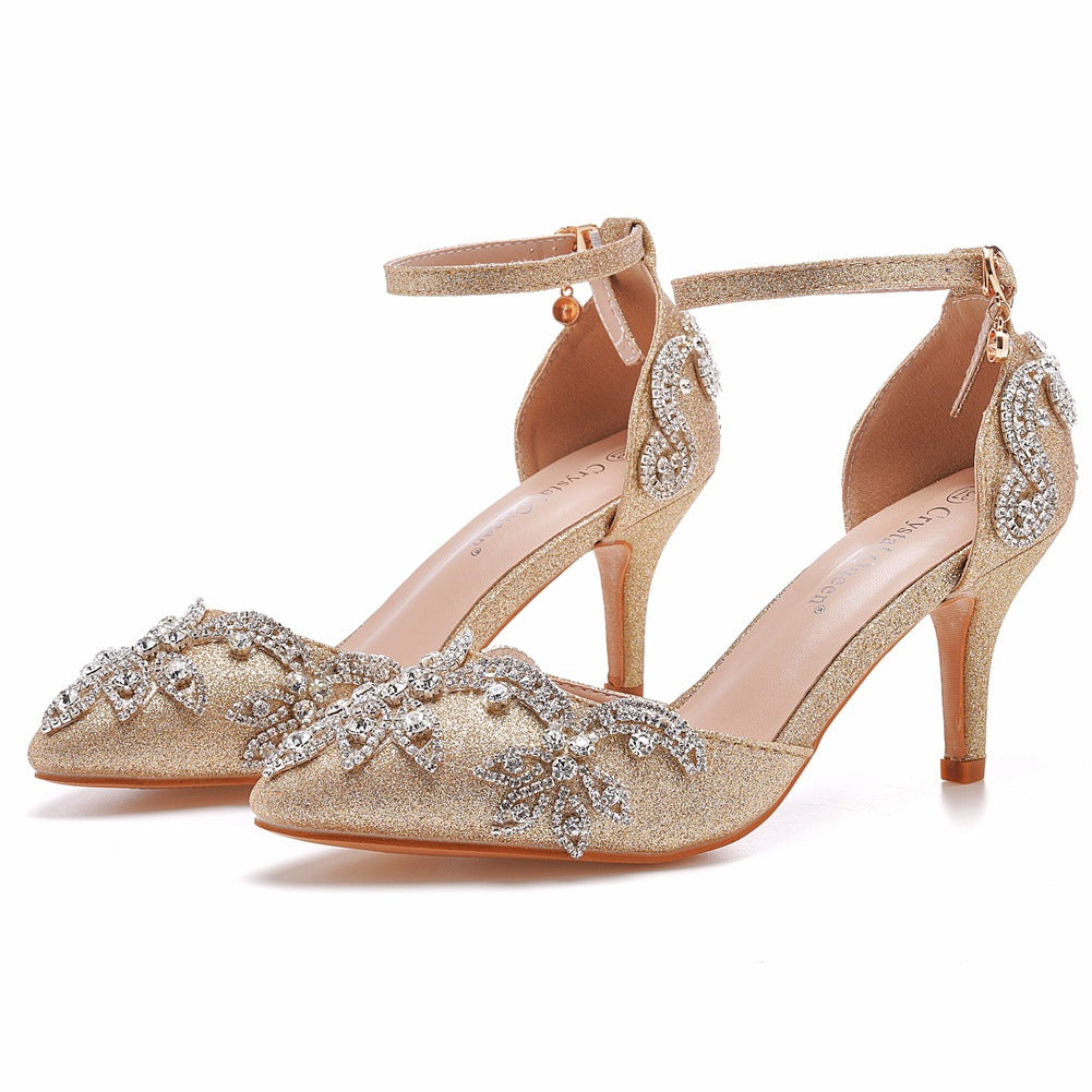 Plus Size Stiletto Pointed Toe Rhinestone High Heels