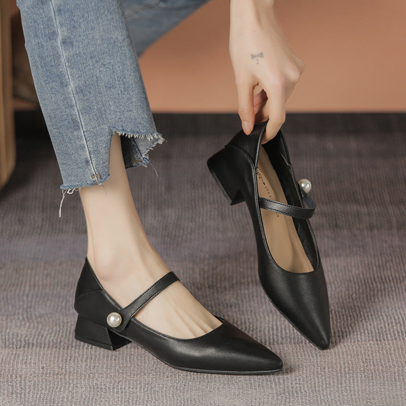 Women's Professional British Style Spring Genuine Pointed Casual Shoes