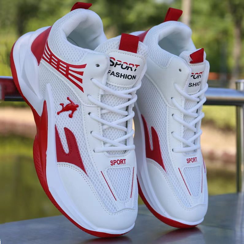 Men's Spring Basketball Red Mesh Quick Hand Casual Shoes