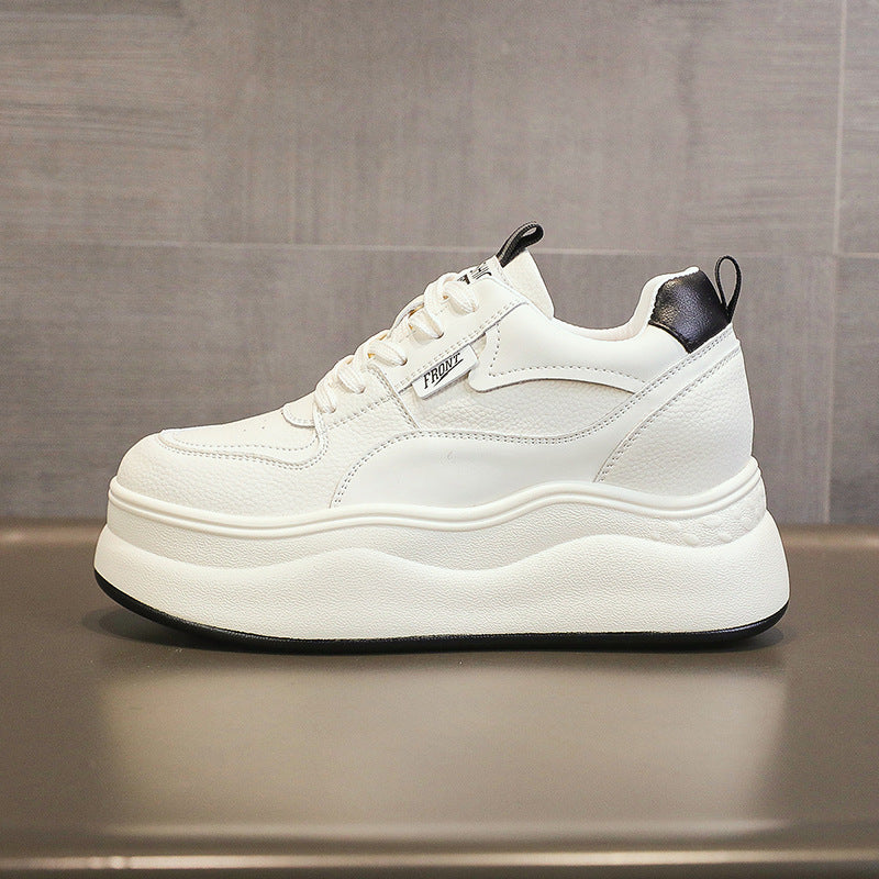 Women's Thick Bottom Hidden White Spring Small Heels