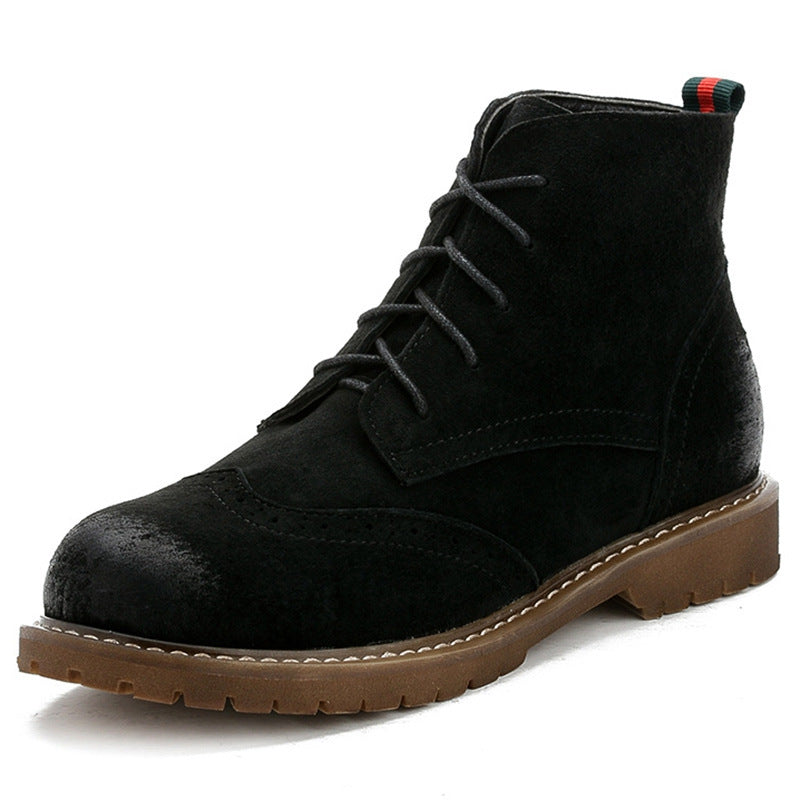 Women's Frosted Retro British Thick-soled Motorcycle Aunt Leather Shoes