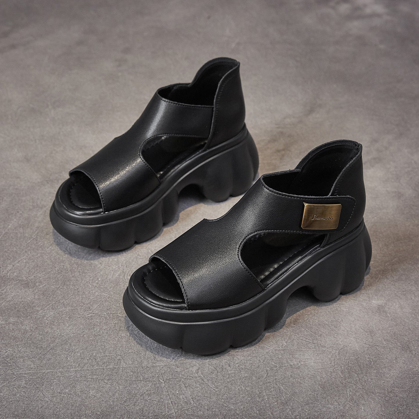 Women's Summer Roman Retro Velcro Platform Muffin Sandals