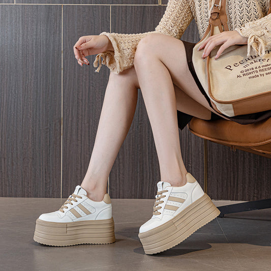 Women's Korean Style Versatile Breathable White Color Matching Casual Shoes
