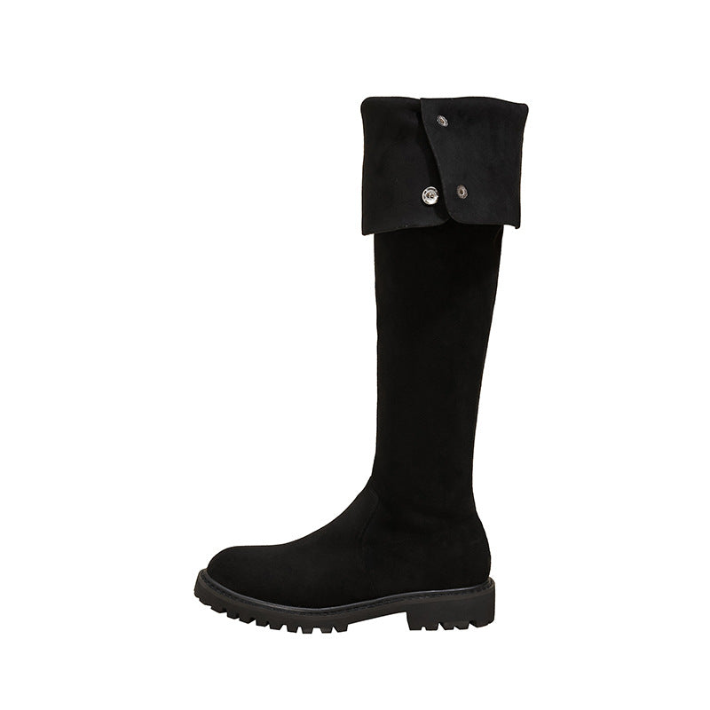 Women's Retro Brown Two-way Wear Knee-high Winter Boots
