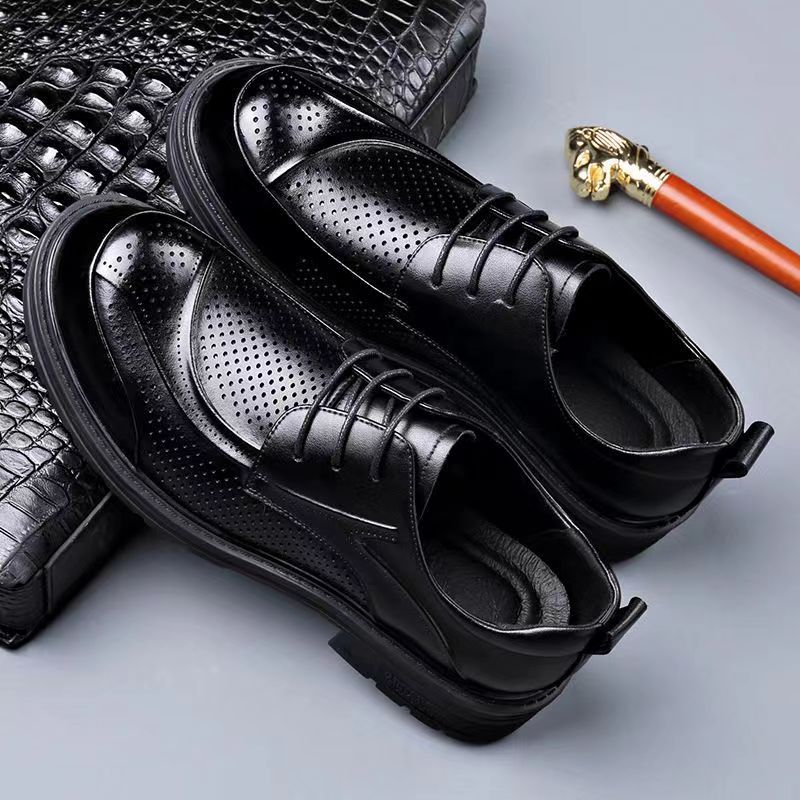 Men's Hollow Business Formal Versatile Breathable Genuine Leather Shoes