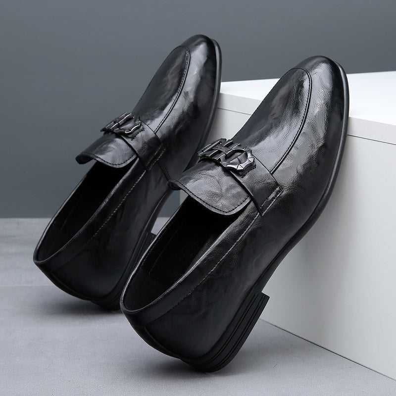 Men's Slip-on Genuine Versatile Korean Trendy Soft Men's Business Leather Shoes