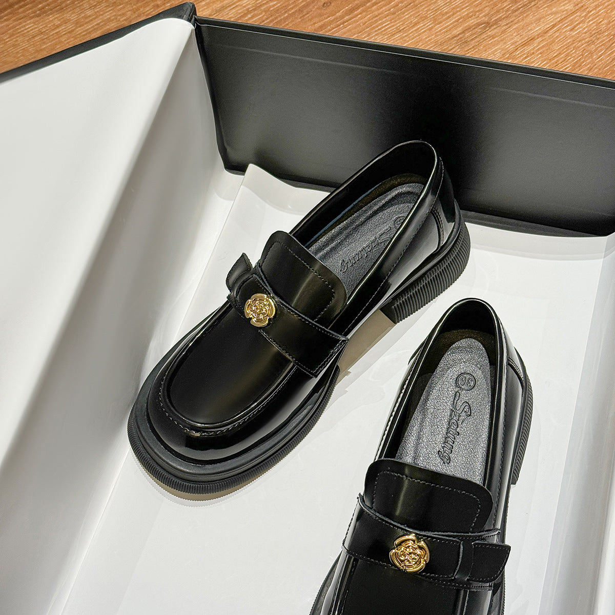 Mom Spring British Style Small Gold Casual Shoes