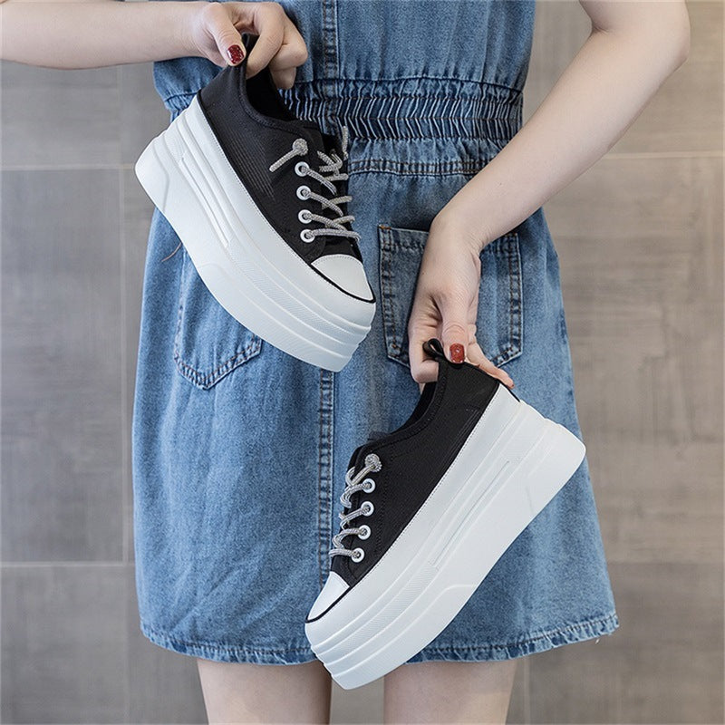 Women's Small Hidden White Platform Mesh Surface Breathable Summer Women's Casual Shoes