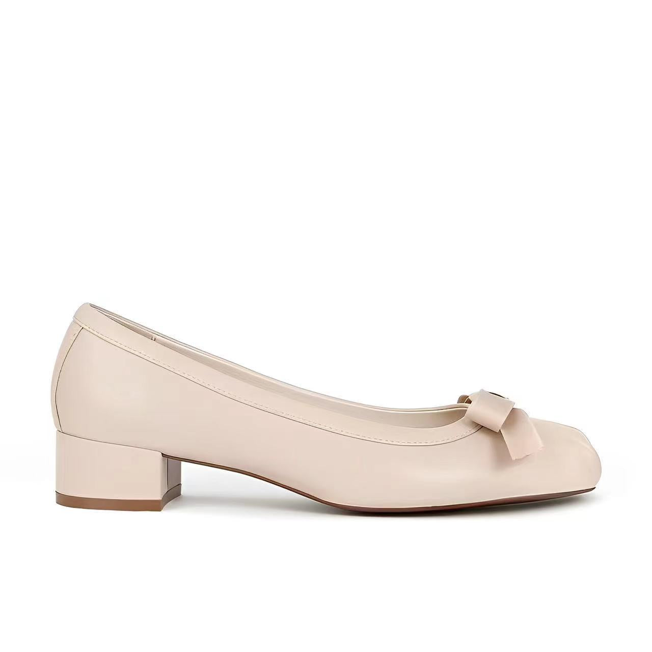 Elegant Pig Nose Bow Square Head Slingback Sandals