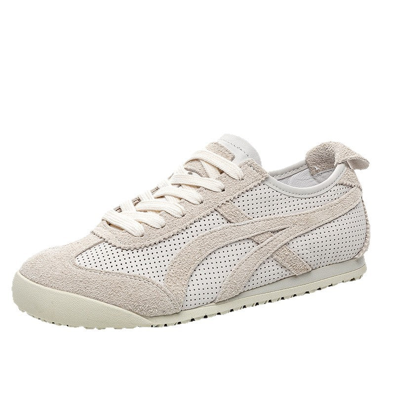 Women's Layer Cowhide Breathable German Training White Soft Comfort Sneakers