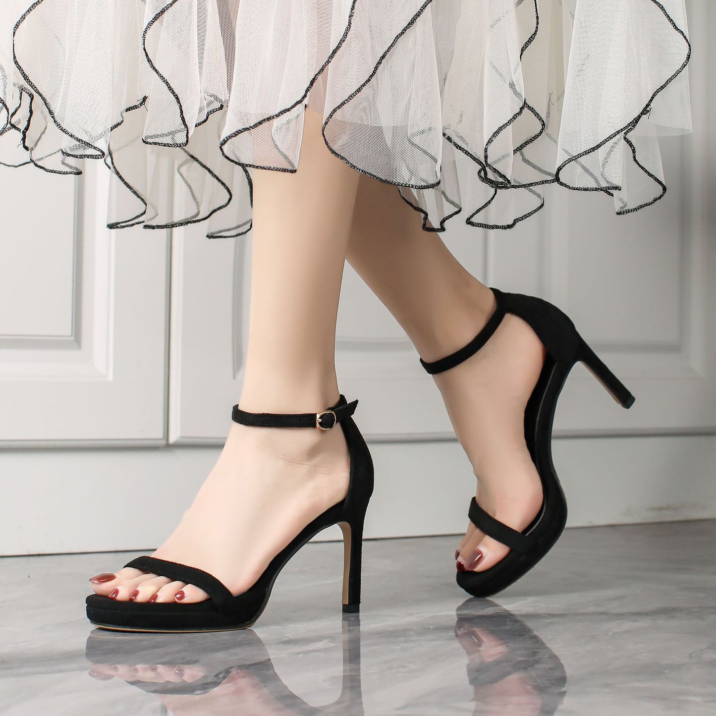 Women's High Stiletto Waterproof Platform Open Toe Heels