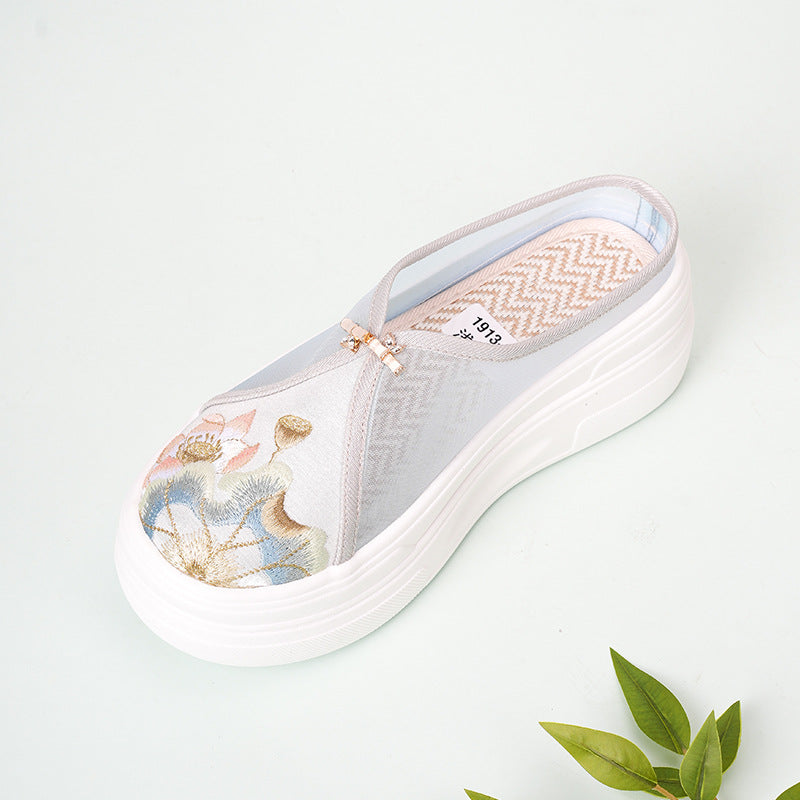 Women's Bottom Pumps Chinese Thick Skirt Increased Slippers