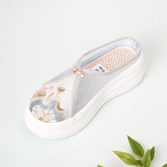 Women's Bottom Pumps Chinese Thick Skirt Increased Slippers