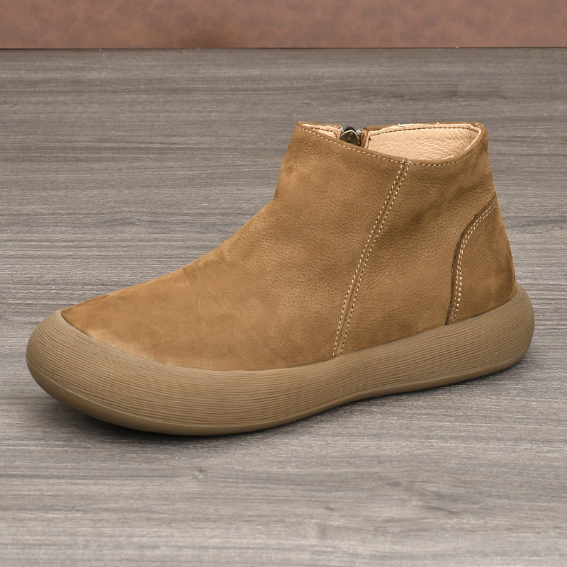 Layer Cowhide Cotton Retro Platform Single Lining Slip-on Men's Casual Leather Shoes
