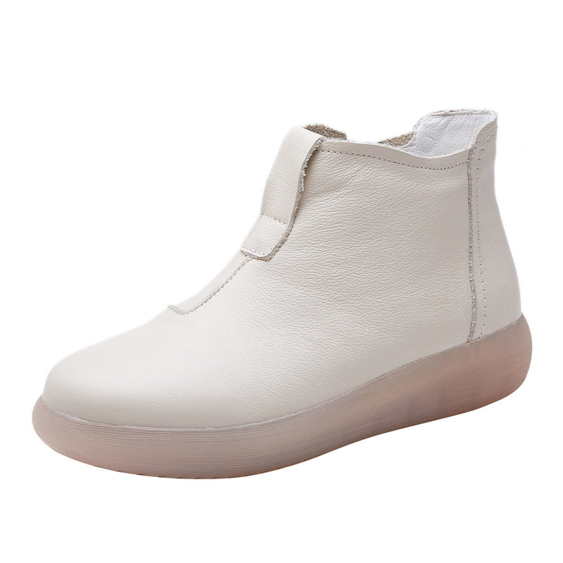 Women's Layer Cowhide Soft Bottom Mom With Women's Shoes
