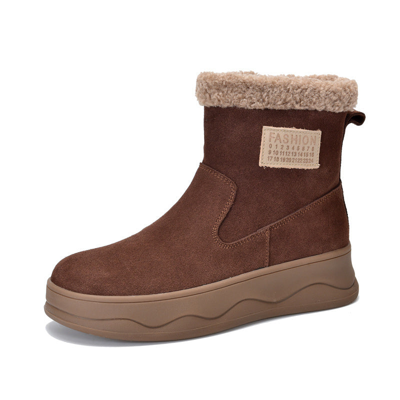 Women's Veet Skin Warm Lamb Wool Lining Snow Boots