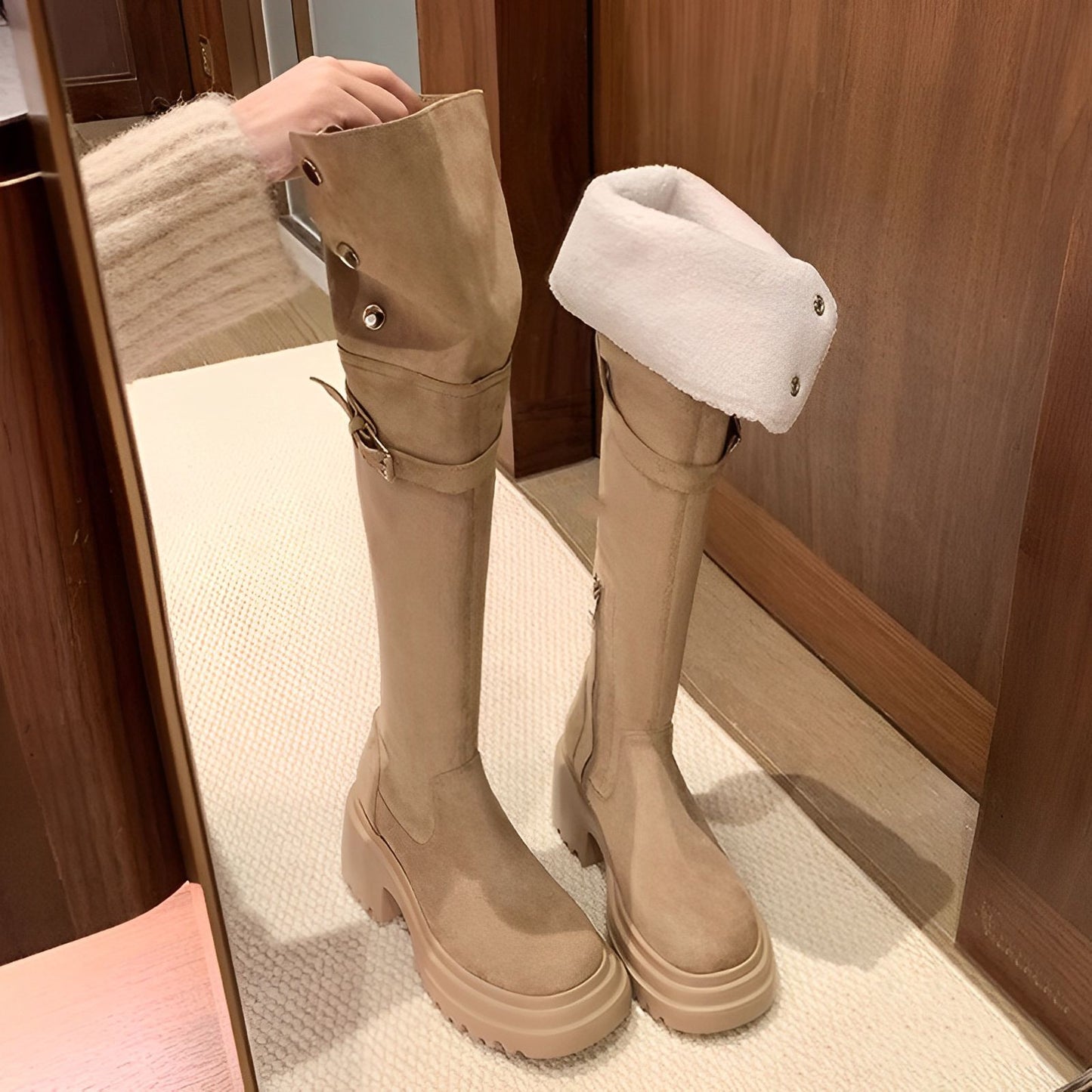 Women's Two-way Wear Over The Knee Winter Slimming Platform Knee-high Boots