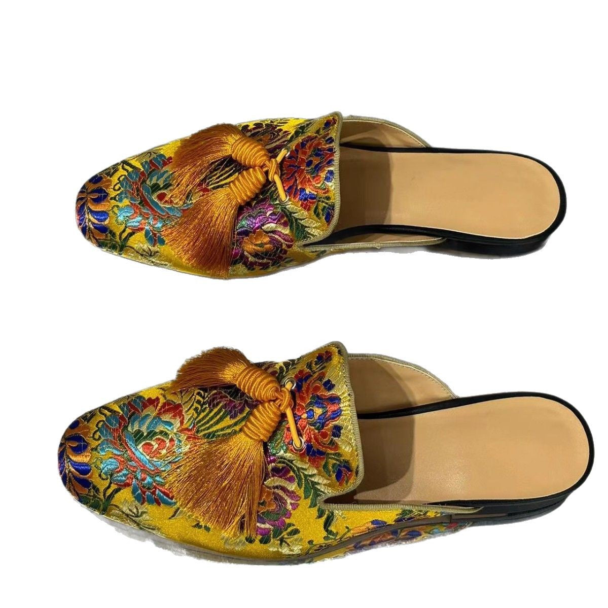Men's Can Be Worn Outside Tassel Embroidered Slippers