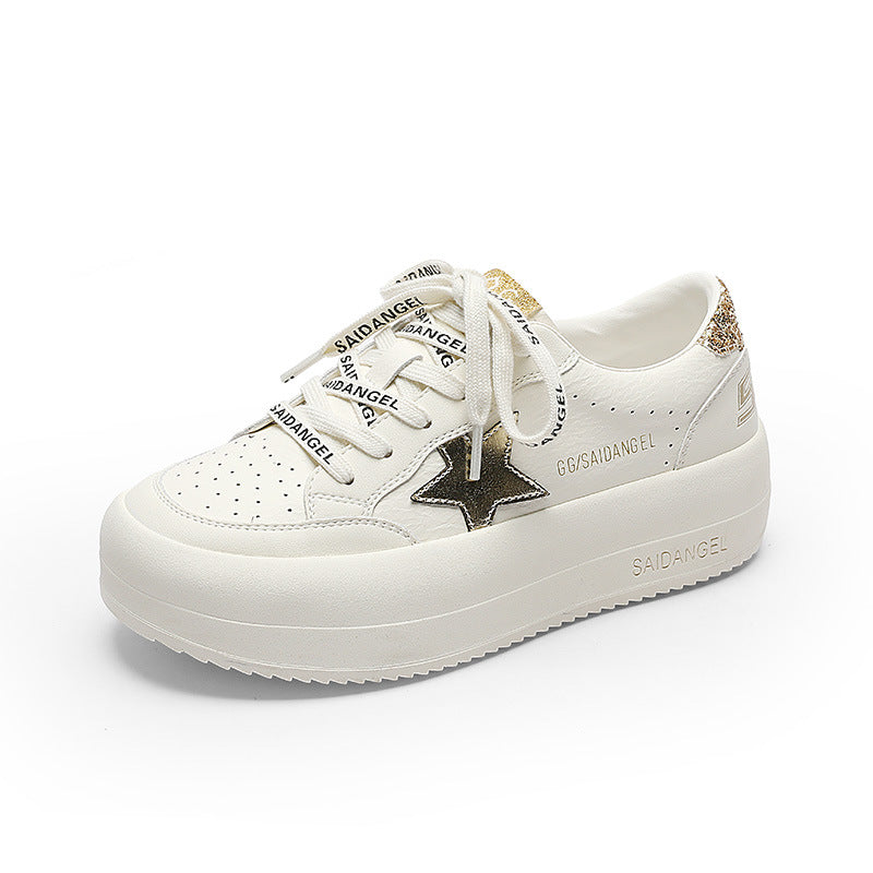 Women's Platform White Spring Genuine Breathable Comfortable Casual Shoes