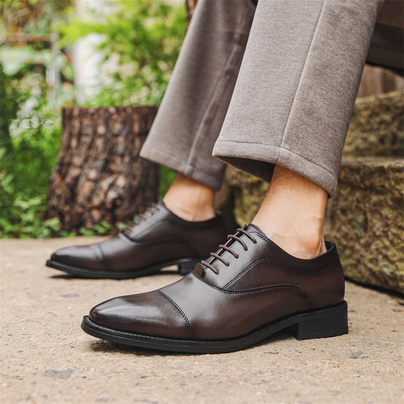 Men's Style Business Formal Square Toe Wedding Leather Shoes