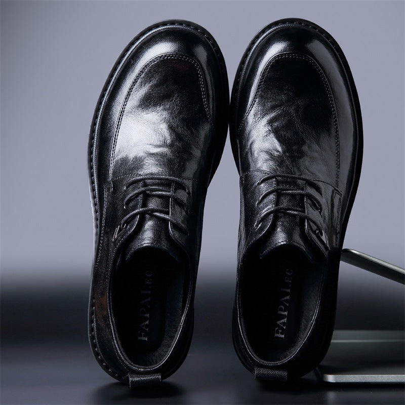 Men's Wear High-grade Authentic British Style Commuter Round Toe Leather Shoes