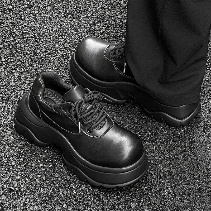 Men's Tide Leisure College Style Thick Bottom British Leather Shoes