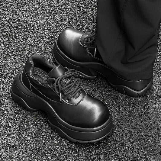 Men's Tide Leisure College Style Thick Bottom British Leather Shoes