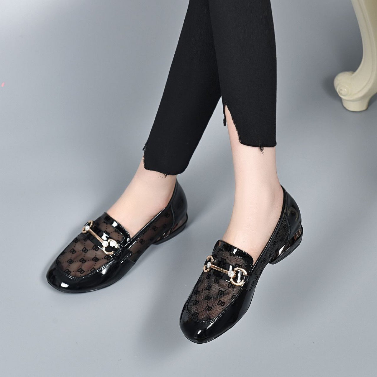 Women's Genuine Patent Low Thin Pumps Summer Casual Shoes