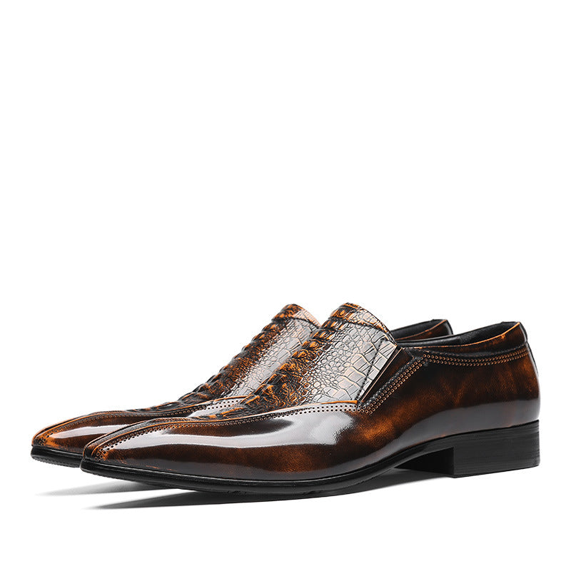 Men's British Style Business Glossy Pointed Slip-on Leather Shoes